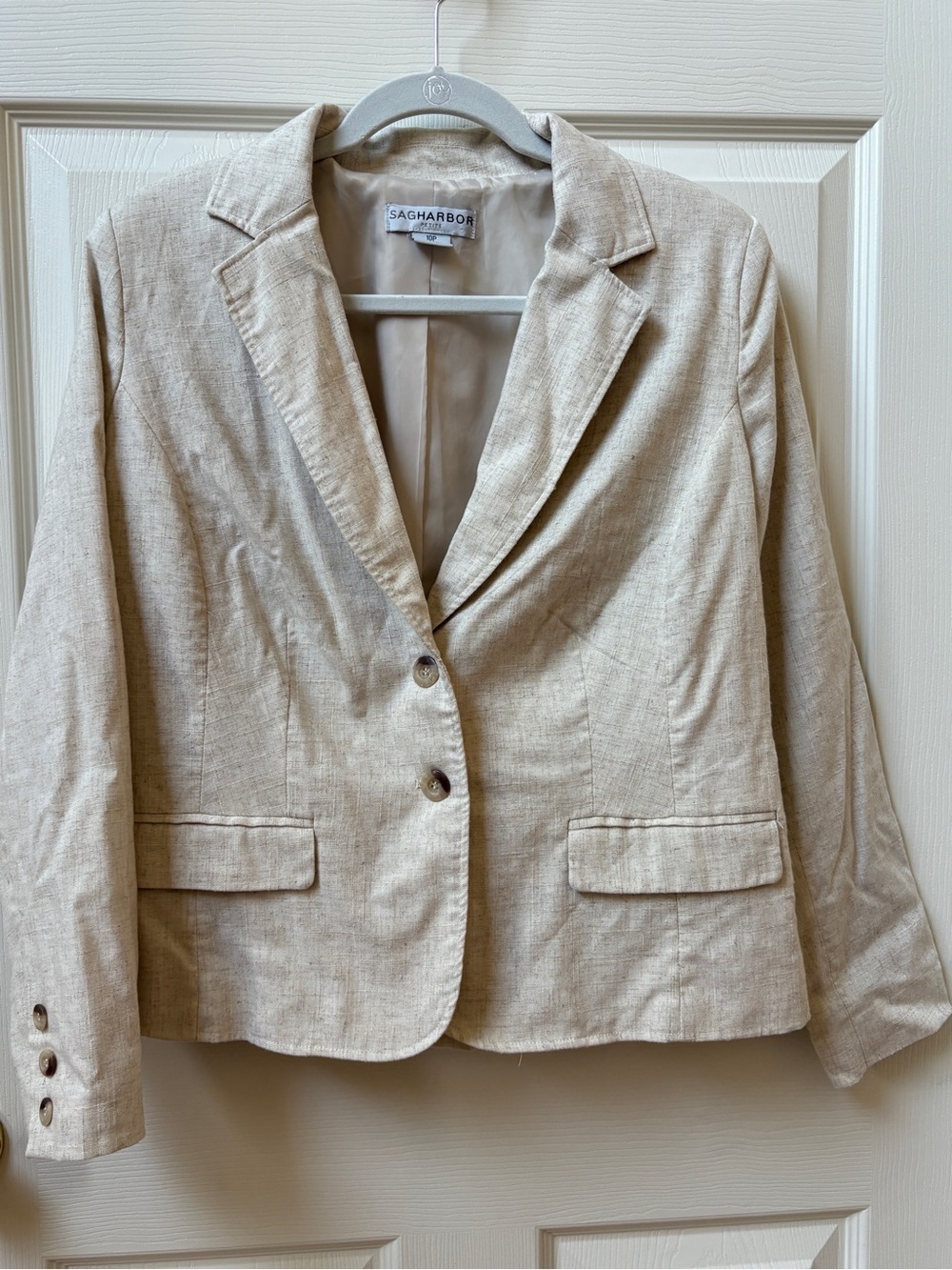 Sag Harbor Neutral Cream-Like Linen Blend Blazer